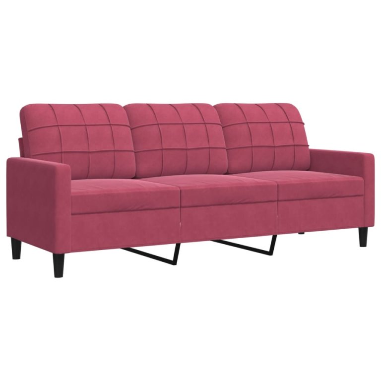 2-dijelni set sofa s jastucima crvena boja vina baršunasti