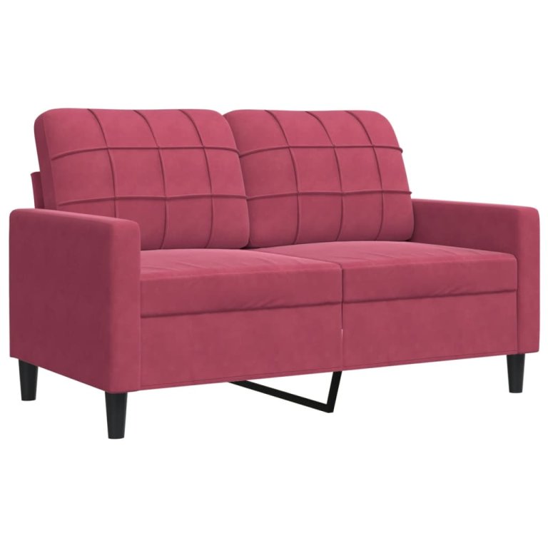 2-dijelni set sofa s jastucima crvena boja vina baršunasti