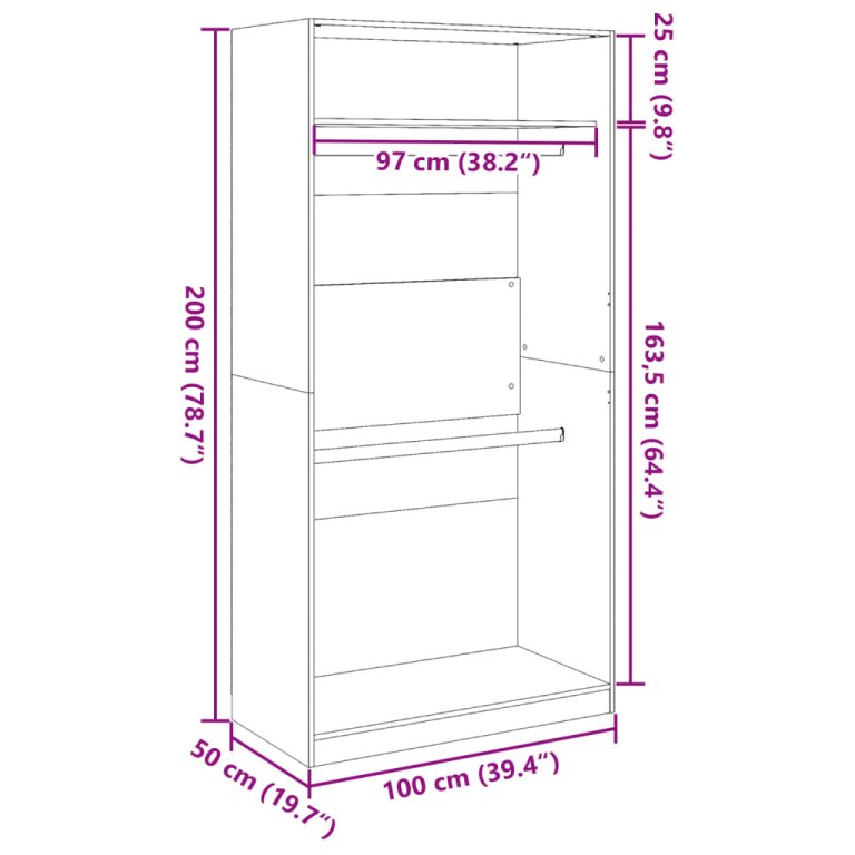 Ormar siva boja betona 100 x 50 x 200 cm od konstruiranog drva