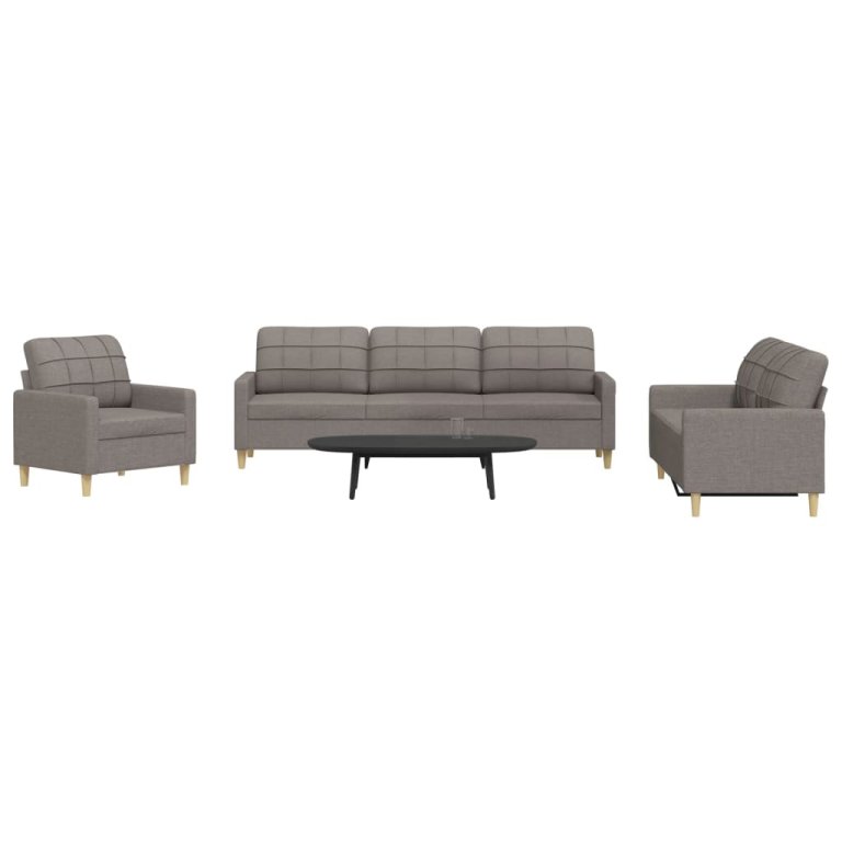 3-dijelni set sofa smeđesivi od tkanine