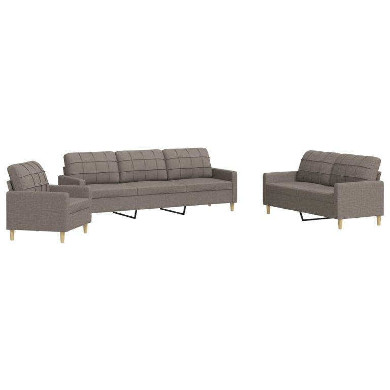 3-dijelni set sofa smeđesivi od tkanine