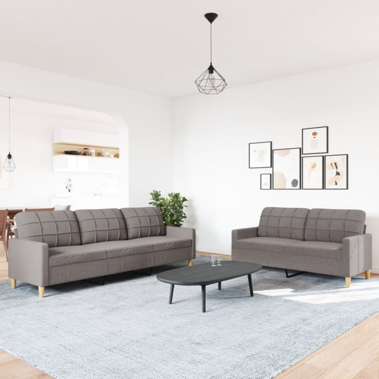 2-dijelni set sofa smeđesivi od tkanine