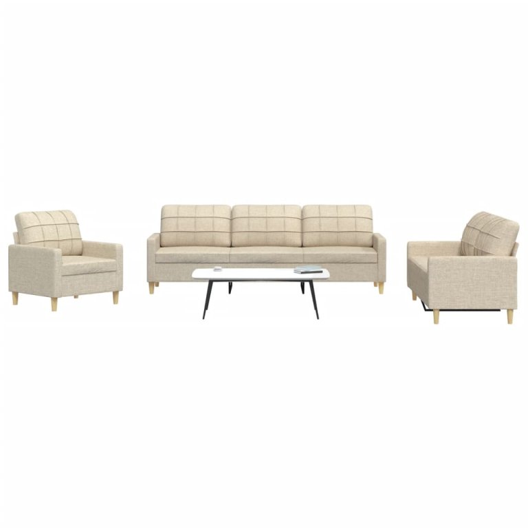 3-dijelni set sofa krem od mikrovlakana