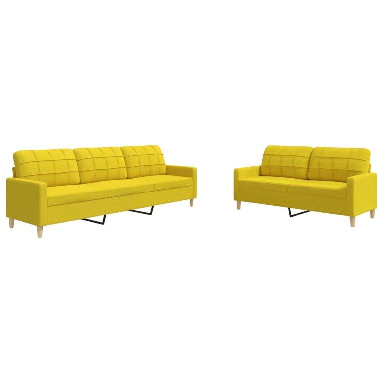 2-dijelni set sofa svjetložuti od tkanine