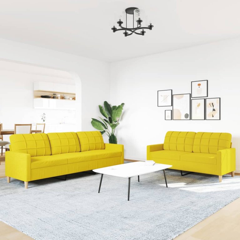 2-dijelni set sofa svjetložuti od tkanine