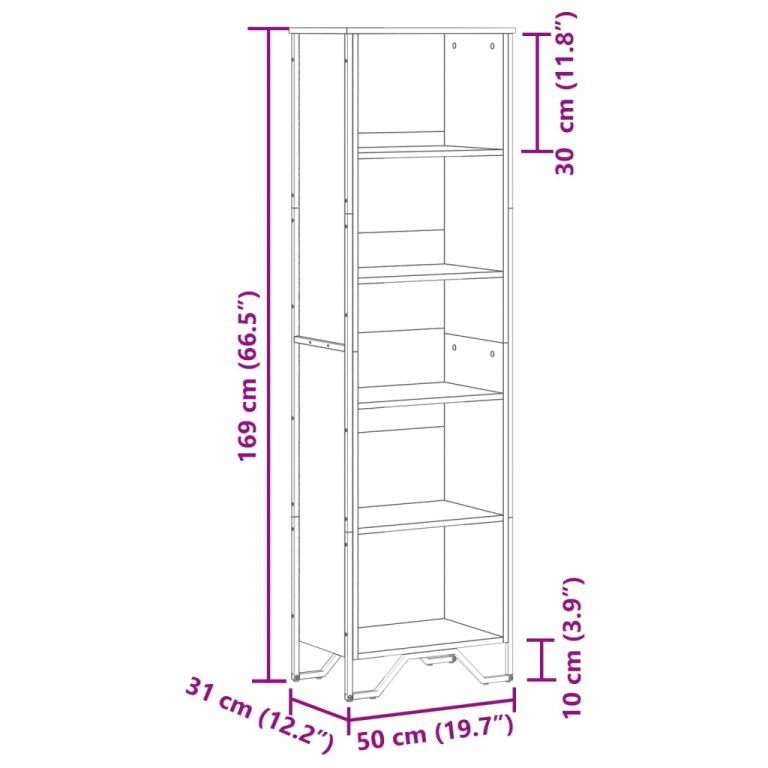 Regal za knjige crni 50x31x169 cm od konstruiranog drva