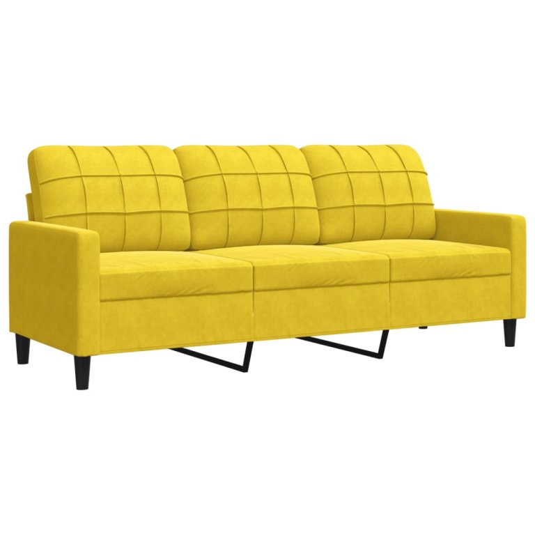 2-dijelni set sofa s jastucima žuti baršunasti