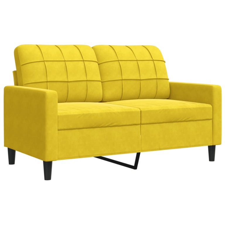 2-dijelni set sofa s jastucima žuti baršunasti