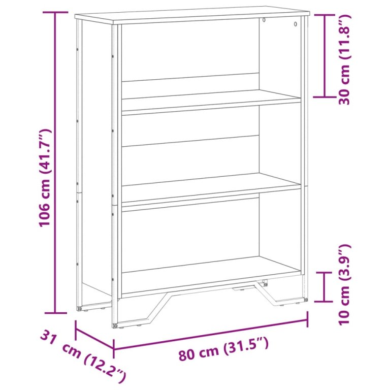 Regal za knjige boja hrasta 80x31x106 cm konstruirano drvo