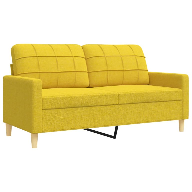 3-dijelni set sofa s tabureom svjetložuti od tkanine