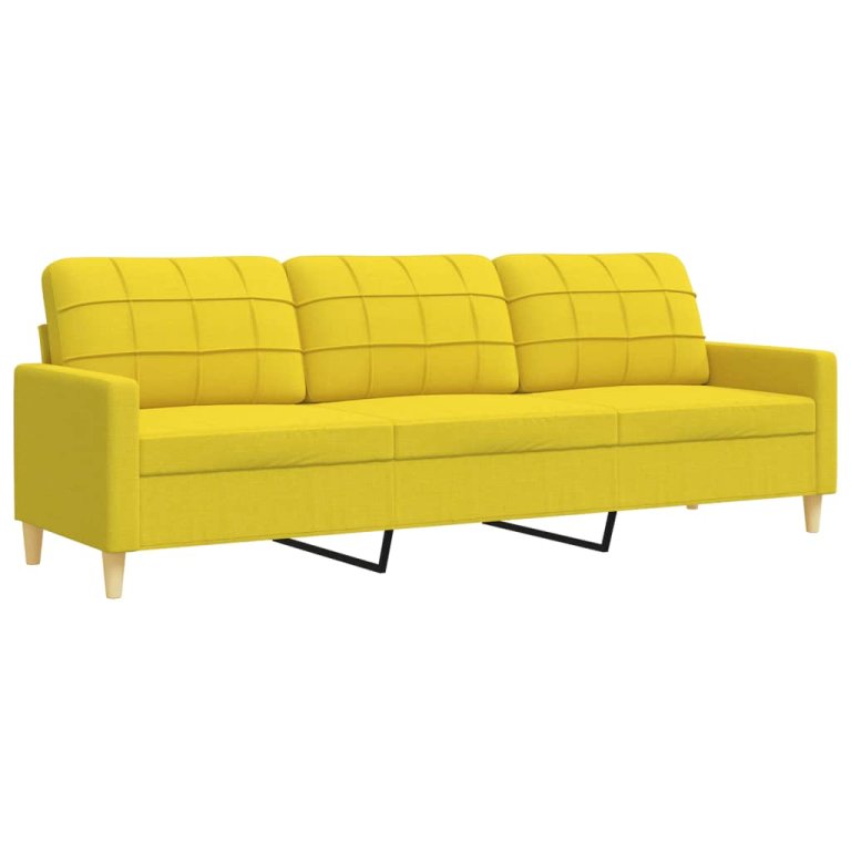 3-dijelni set sofa s tabureom svjetložuti od tkanine