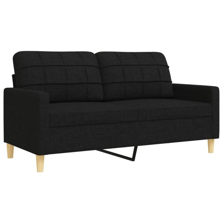 2-dijelni set sofa s ukrasnim jastucima crni od tkanine