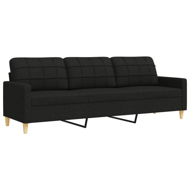 2-dijelni set sofa s ukrasnim jastucima crni od tkanine