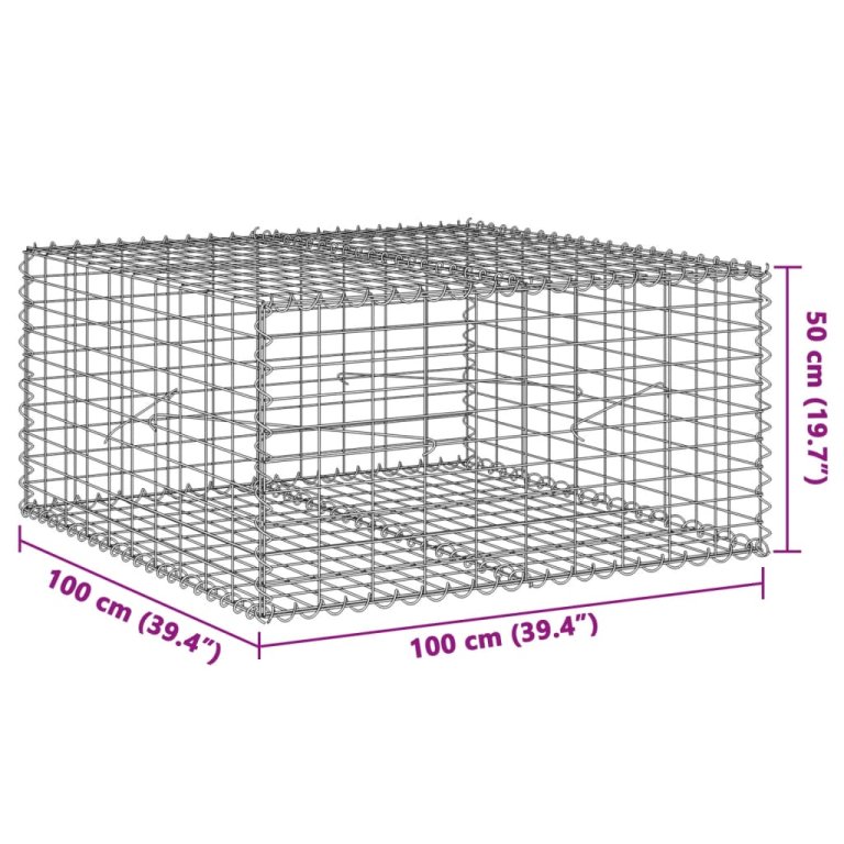 Gabionska košara s poklopcem 100x100x50 cm pocinčano željezo