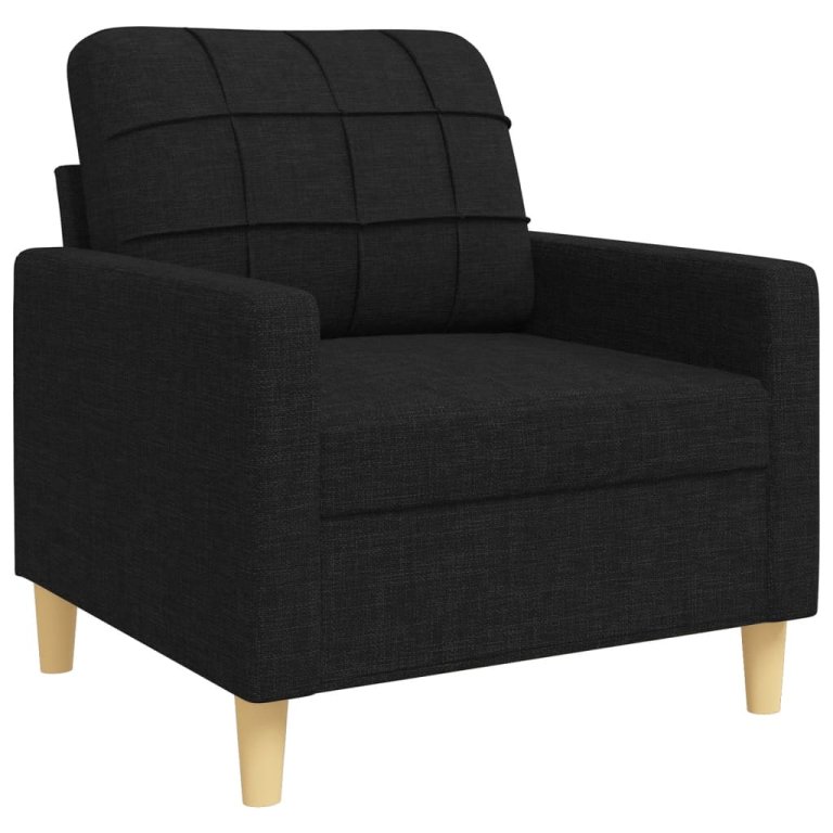 3-dijelni set sofa s ukrasnim jastucima crni od tkanine