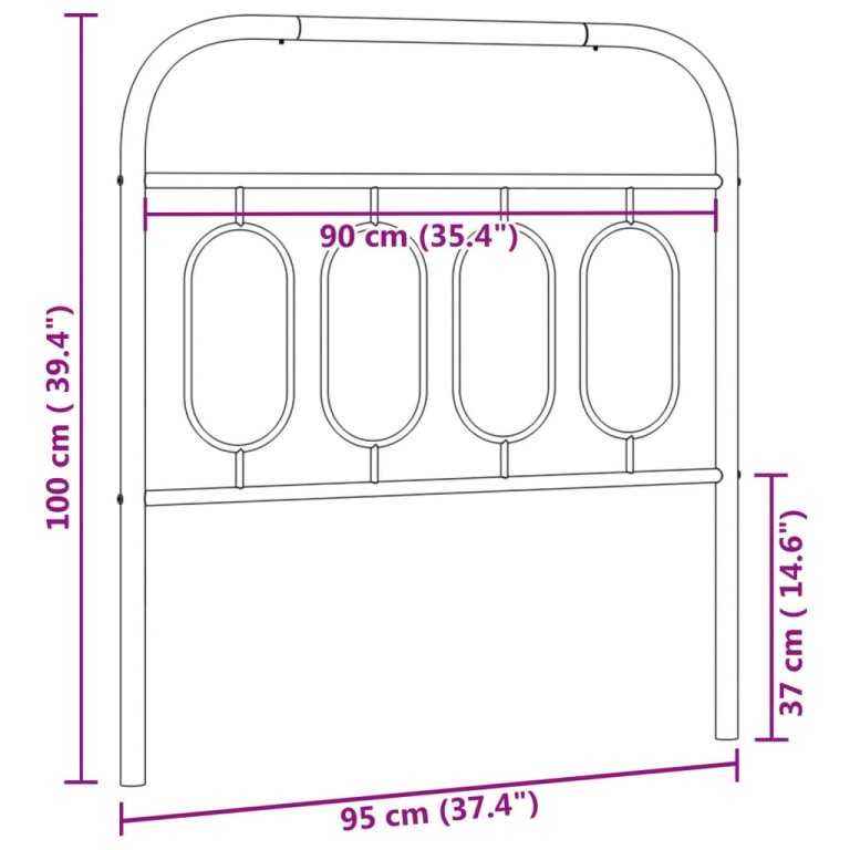 Metalno uzglavlje bijelo 90 cm