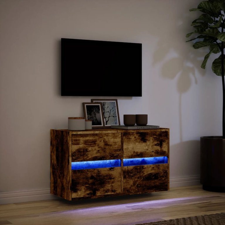 Zidni TV ormarić s LED svjetlima boja hrasta 80 x 31 x 45 cm