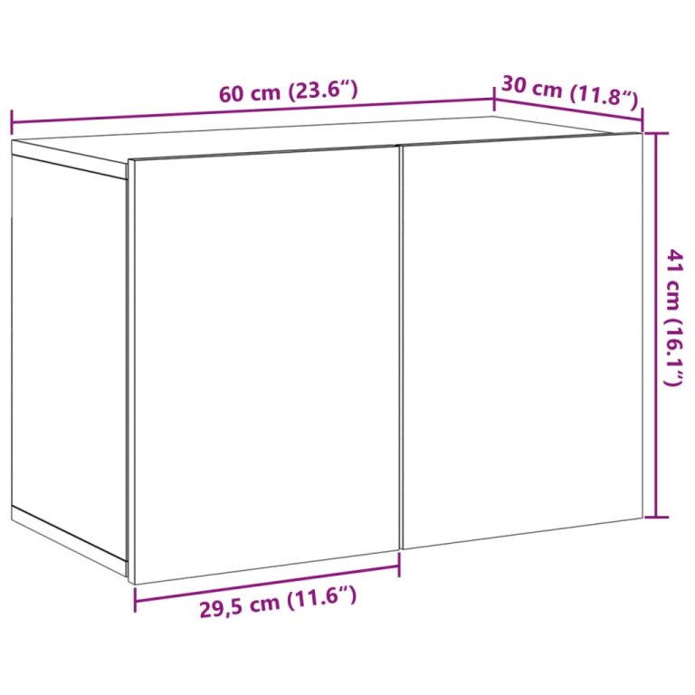 Zidni TV ormarić boja starog drva 60 x30 x 41 cm