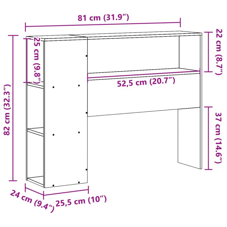 Uzglavlje sa spremištem bijeli 75 cm od masive borovine