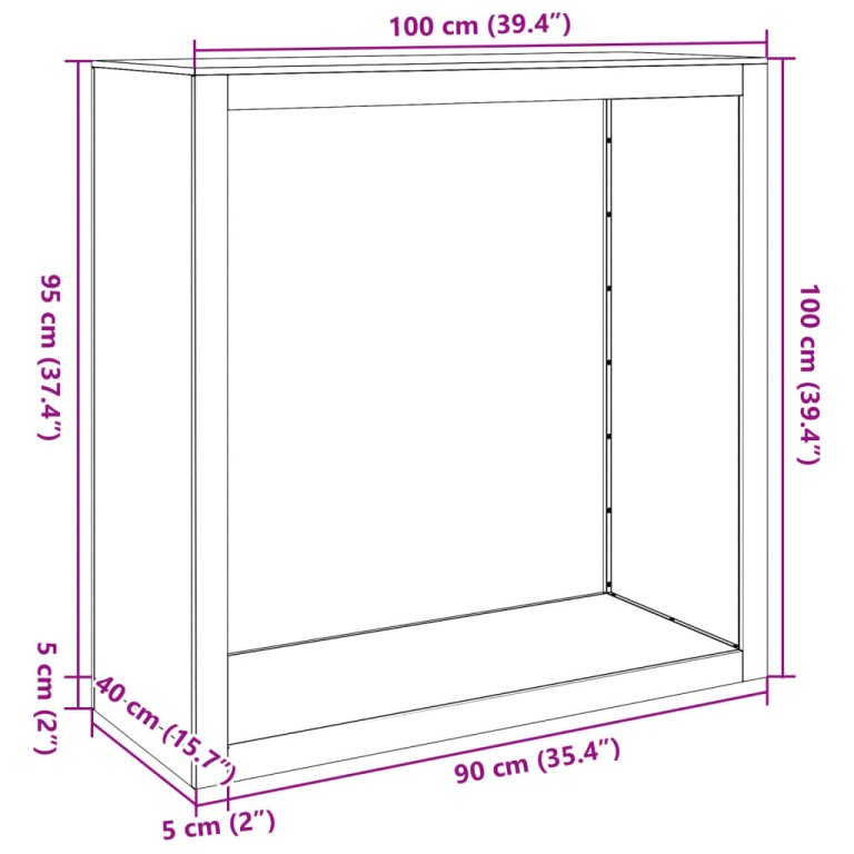 Stalak za drva za ogrjev bijeli 100x40x100 cm čelični