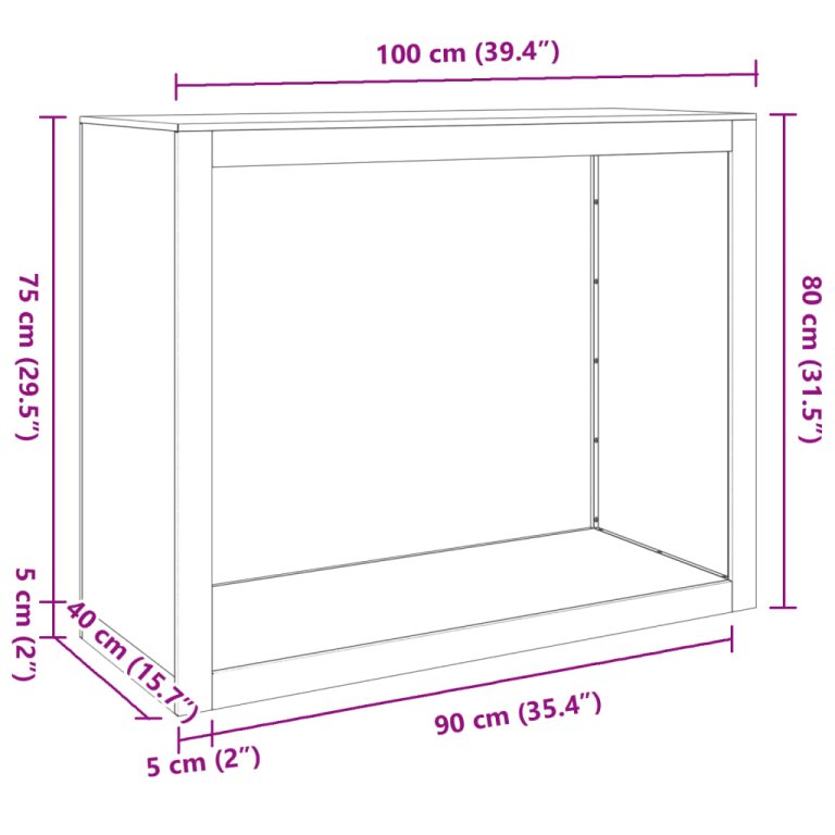 Stalak za drva za ogrjev 100x40x80 cm od čelika COR-TEN