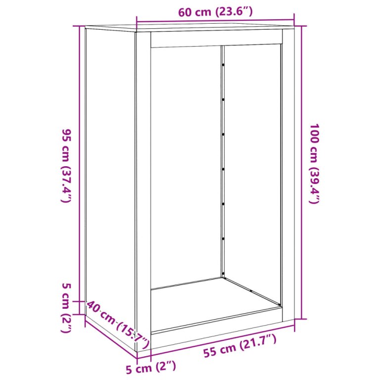 Stalak za drva za ogrjev 60x40x100 cm od čelika COR-TEN