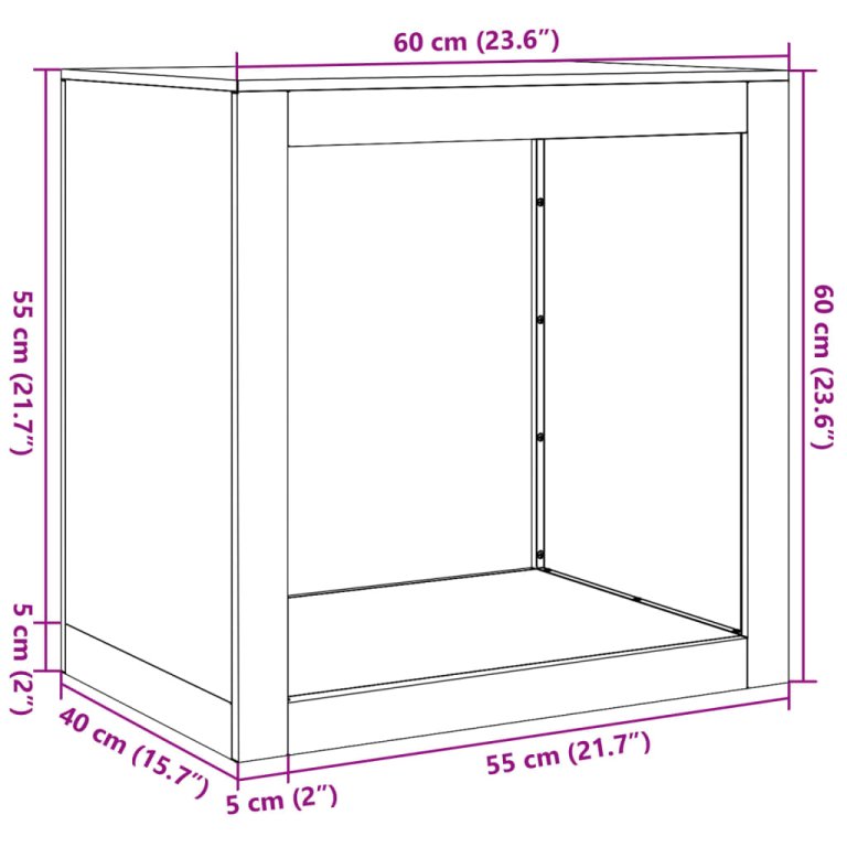 Stalak za drva za ogrjev 60 x 40 x 60 cm od čelika COR-TEN