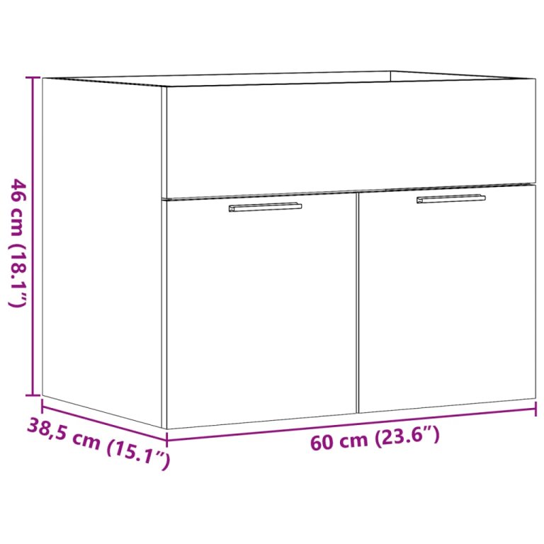 Ormarić za umivaonik boja hrasta sonome 60x38,5x46 cm iverica