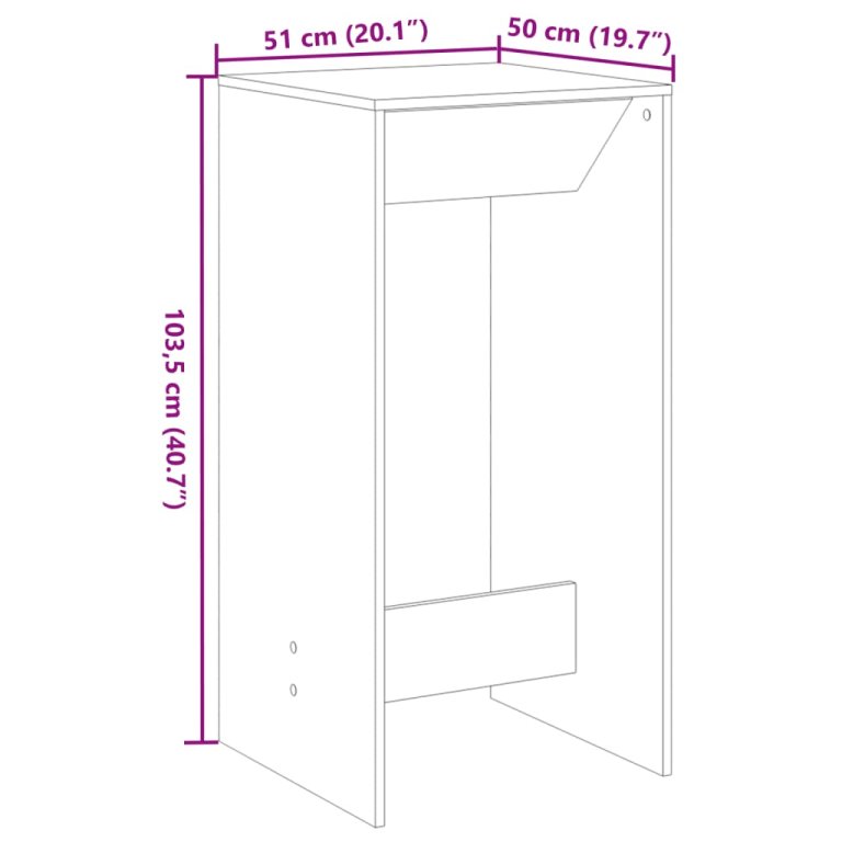 Barski stol boja hrasta 51 x 50 x 103,5 cm konstruirano drvo