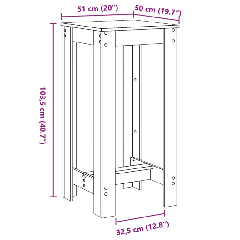 Barski stol crni 51 x 50 x 103,5 cm od konstruiranog drva