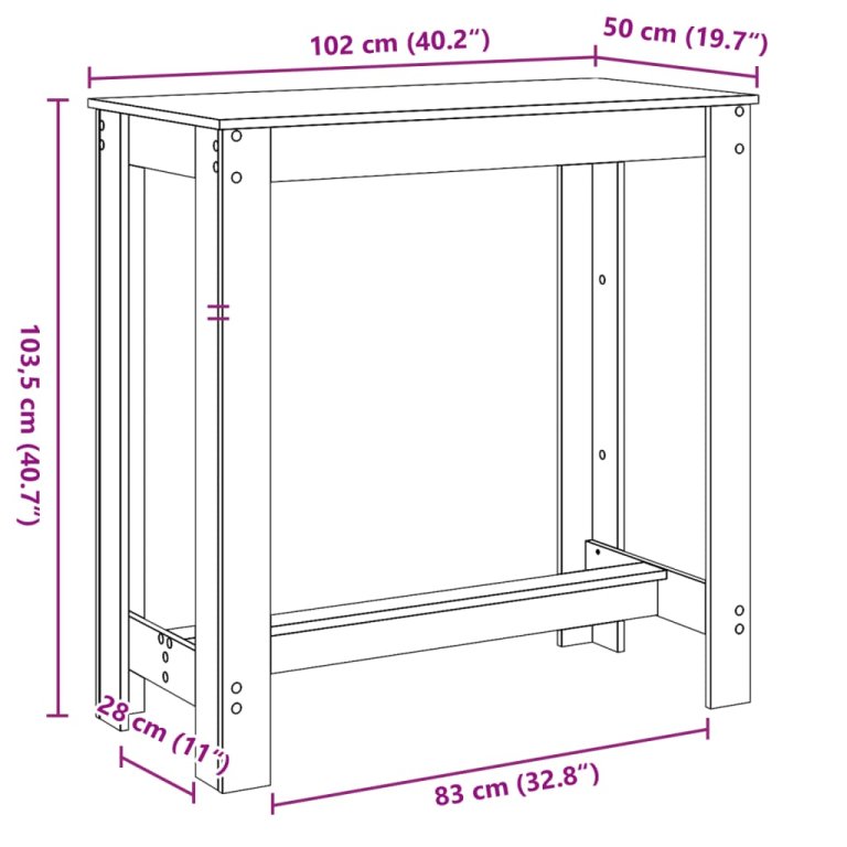 Barski stol boja hrasta 102 x 50 x 103,5 cm konstruirano drvo