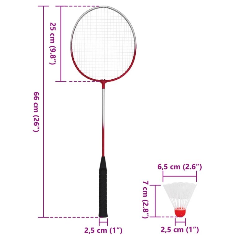 Set za badminton s 4 reketa i mrežom 620 x 151 cm