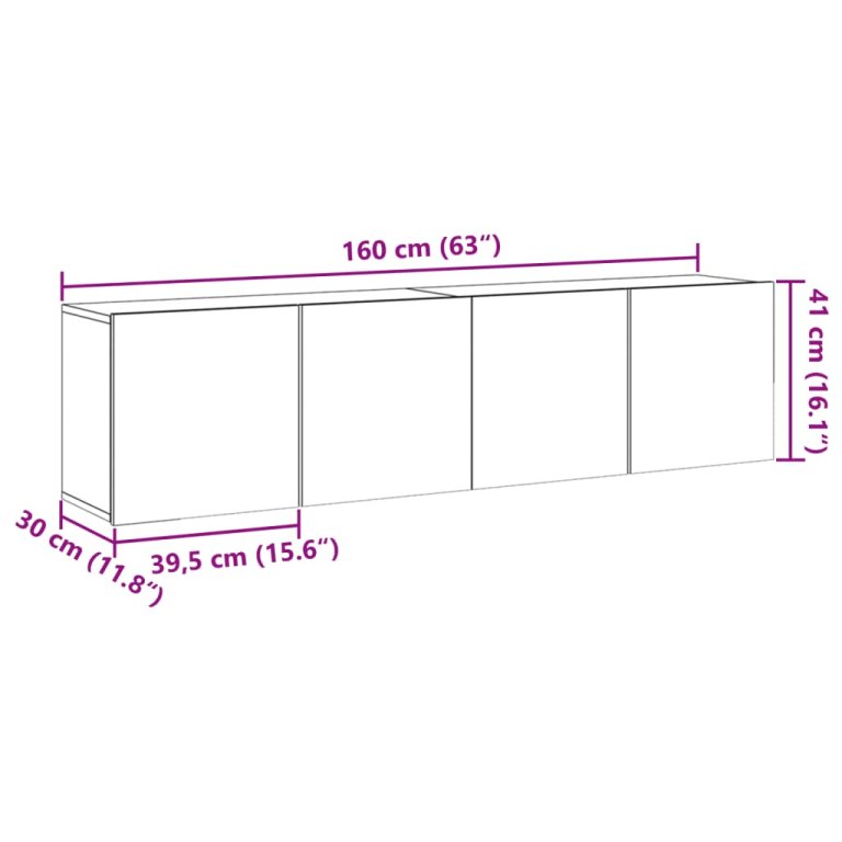 Zidni TV ormarići 2 kom boja hrasta artisan 80 x 30 x 41 cm