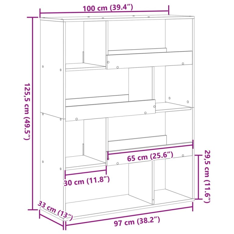 Regal za knjige bijeli 100 x 33 x 125,5 cm konstruirano drvo