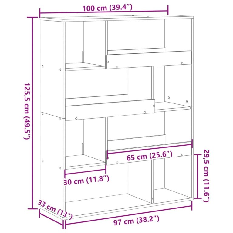 Sobna pregrada bijela 100 x 33 x 125,5 cm konstruirano drvo