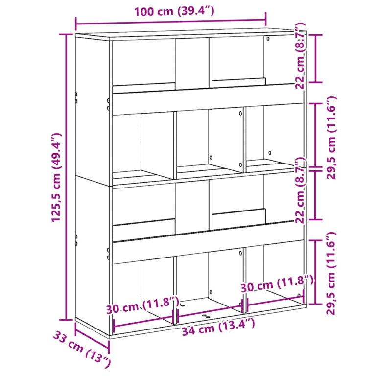 Sobna pregrada bijela 100 x 33 x 125,5 cm konstruirano drvo