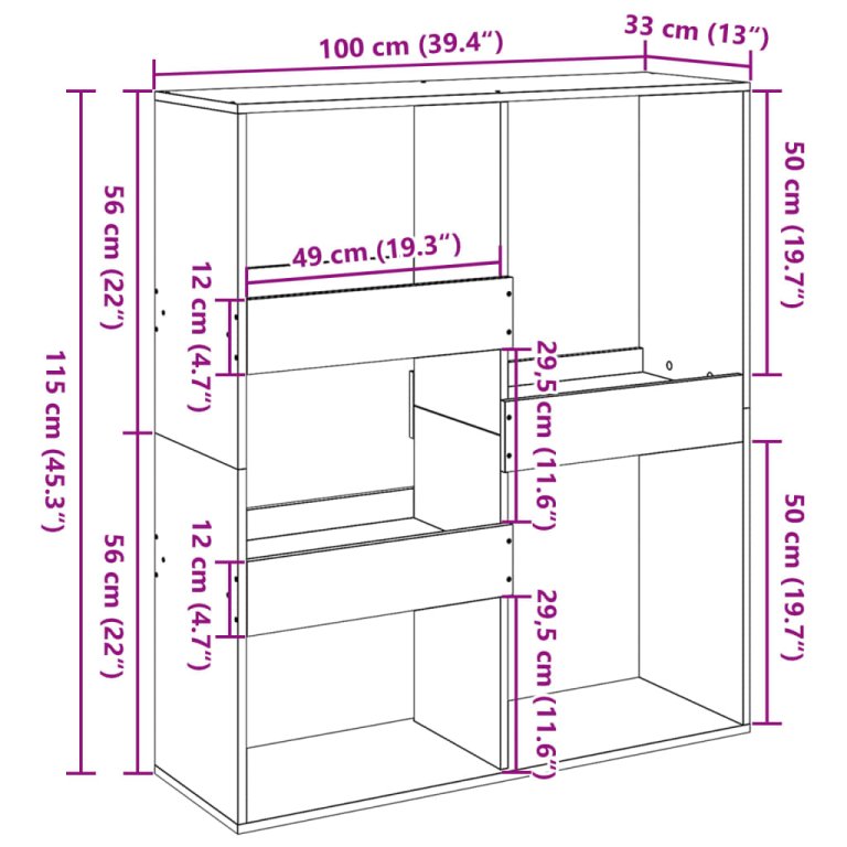 Sobna pregrada bijela 100x33x115 cm konstruirano drvo