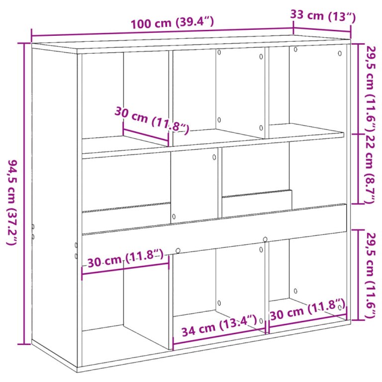 Sobna pregrada boja hrasta 100 x 33 x 94,5 cm konstruirano drvo