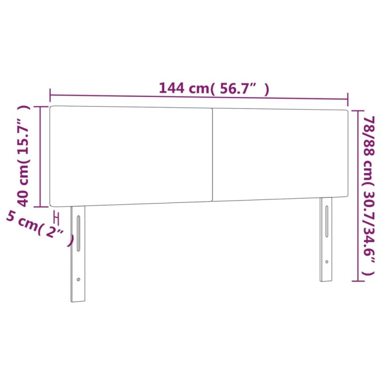 Uzglavlja 2 kom crna 72 x 5 x 78/88 cm od umjetne kože