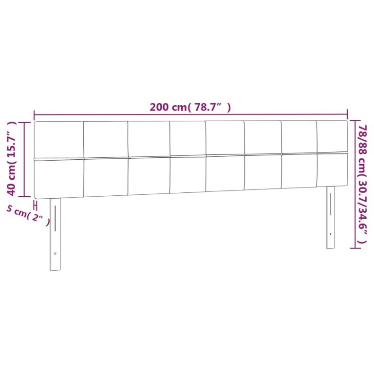 Uzglavlja 2 kom tamnosiva 100 x 5 x 78/88 cm od tkanine