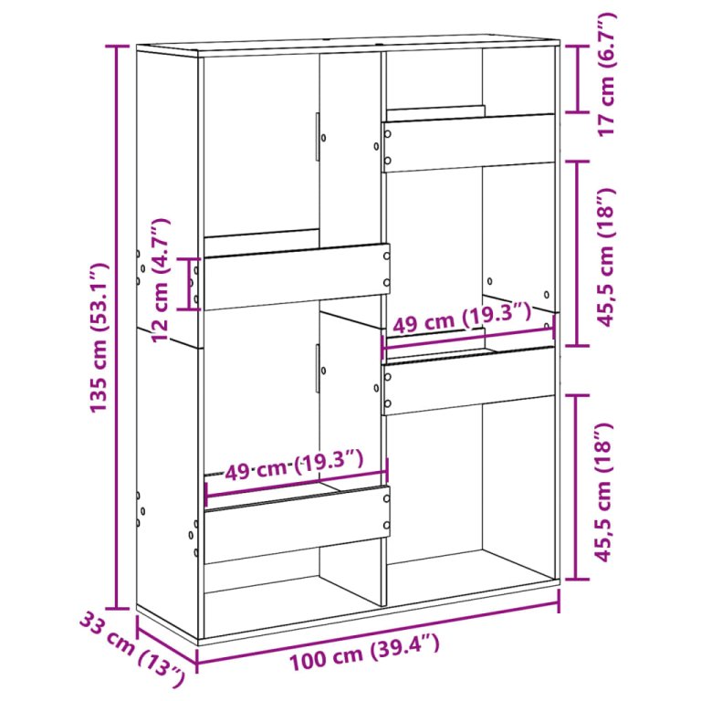 Sobna pregrada boja hrasta 100x33x135 cm konstruirano drvo