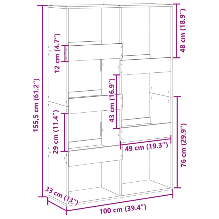 Sobna pregrada crna 100x33x155,5 cm konstruirano drvo