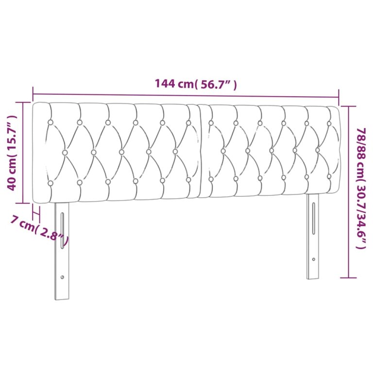 Uzglavlja 2 kom tamnosiva 72 x 7 x 78/88 cm od tkanine