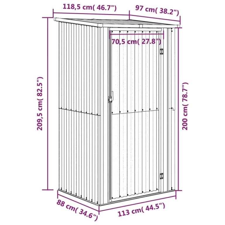 Vrtno spremište antracit 118,5 x 97 x 209,5 cm pocinčani čelik