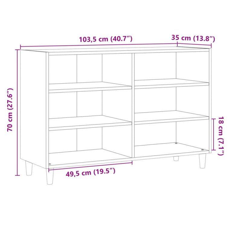 Komoda boja starog drva 103,5 x 35 x 70 cm konstruirano drvo