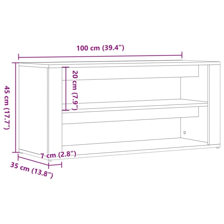 Klupa za cipele boja staro drvo 100x35x45 cm konstruirano drvo