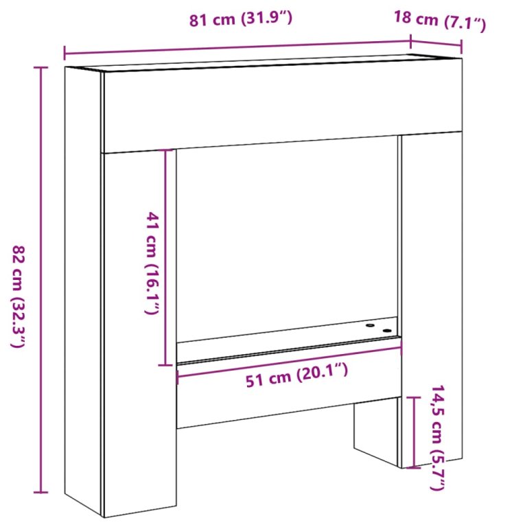 Okvir za kamin crni 81x18x82 cm od konstruiranog drva