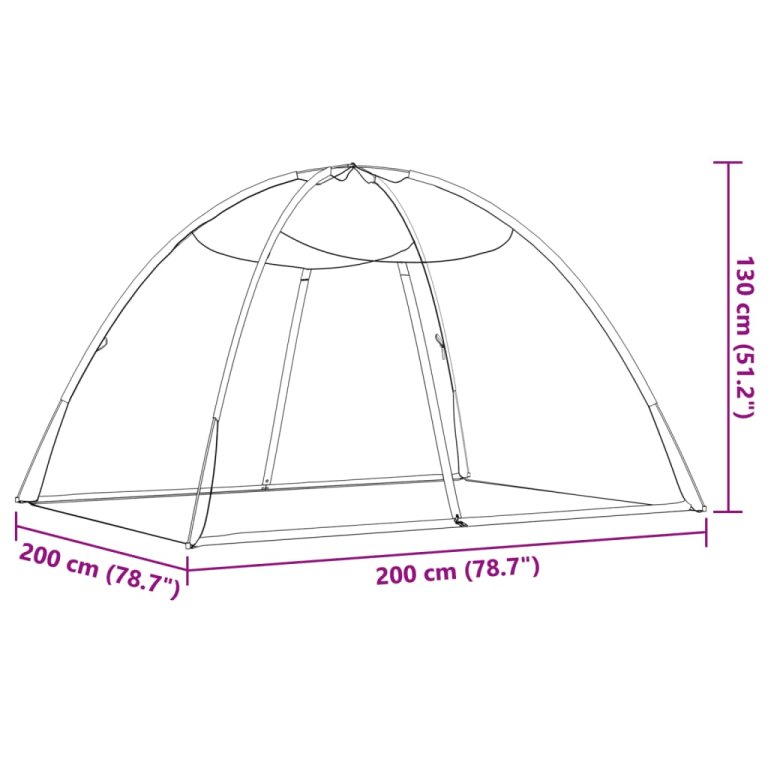 Komarnik Mongolia s vratima 220 mrežasti bijeli 200x200x130 cm