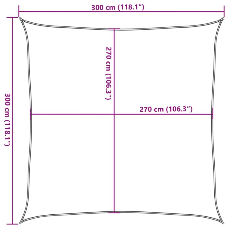 Jedro za zaštitu od sunca 160 g/m² narančasto 3 x 3 m HDPE