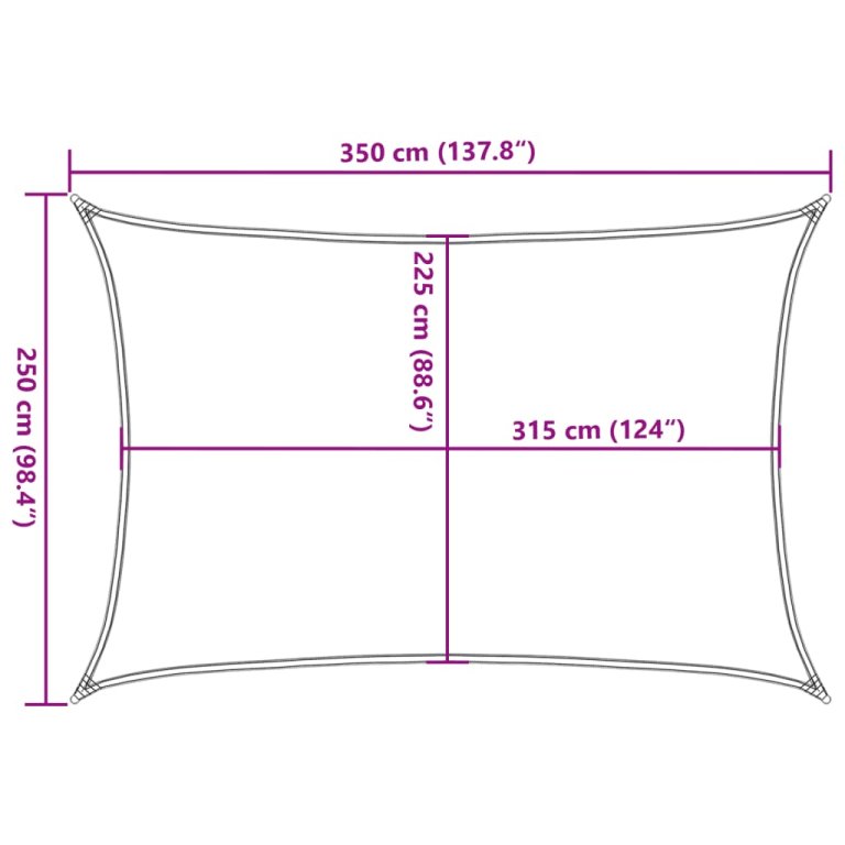 Jedro za zaštitu od sunca 160 g/m² narančasto 2,5 x 3,5 m HDPE